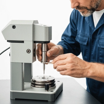 Serrurier professionnel reproduisant une clé de sécurité avec un équipement moderne