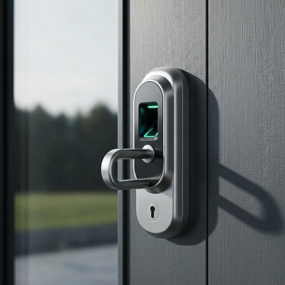 Futuristic smart lock with biometric scanner