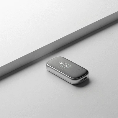Smart key with a digital interface on a modern background