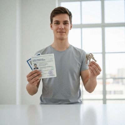 Person holding various identification documents and keys, symbolizing preparation for a locksmith intervention in Pau
