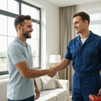 Client satisfait après l'intervention d'un serrurier
