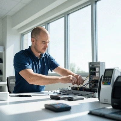 Un expert en sécurité installant un système de contrôle d'accès