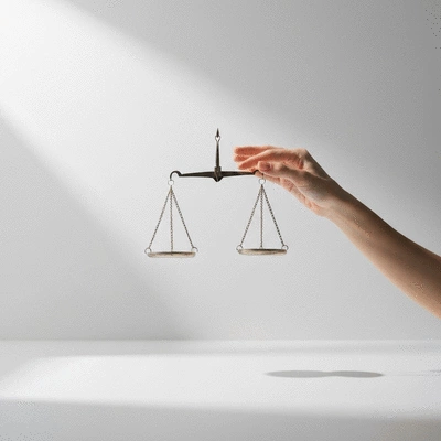 Main tenant une balance de justice symbolisant les droits du consommateur