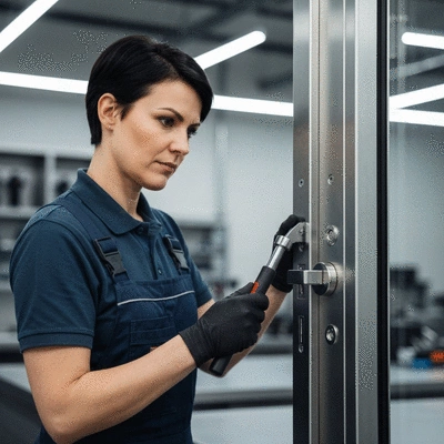 Serrurier installant une serrure haute sécurité sur une porte métallique à Pau