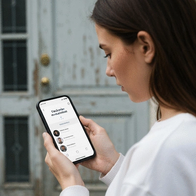 Person using a smartphone to verify a locksmith's reputation online